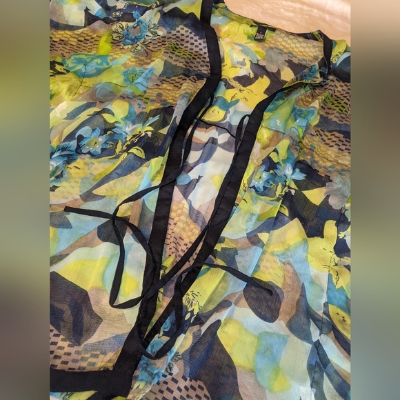 Green & blue floral sheer robe - Picture 3 of 4